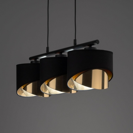 Lampa wisząca glamour z 3 abażurami Grant 70cm czarno-złota TK Lighting