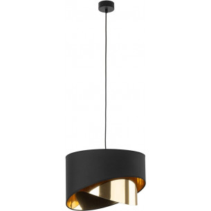 Lampa wisząca glamour z abażurem Grant 38cm czarno-złota TK Lighting