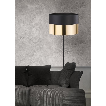 Stylowa Lampa podłogowa glamour z abażurem Londyn 50cm czarno-złota TK Lighting do salonu i sypialni