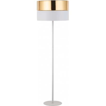 Stylowa Lampa podłogowa z abażurem Hilton złoty/biały TK Lighting do salonu i sypialni