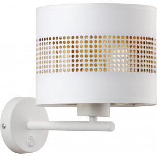 Tago white&amp;gold perforated wall lamp with switch TK Lighting