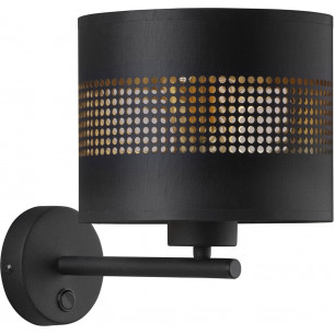 Tago black&amp;gold perforated wall lamp with switch TK Lighting