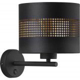 Tago black&amp;gold perforated wall lamp with switch TK Lighting