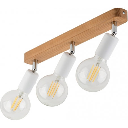 Plafon kierunkowy. Reflektor drewniany potrójny Simply Wood biały TK Lighting do przedpokoju i kuchni
