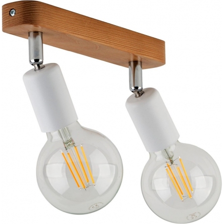 Plafon kierunkowy. Reflektor drewniany podwójny Simply Wood biały TK Lighting do przedpokoju i kuchni