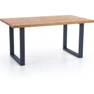 Perez 160x90 oak&amp;black extending industrial dining table Halmar