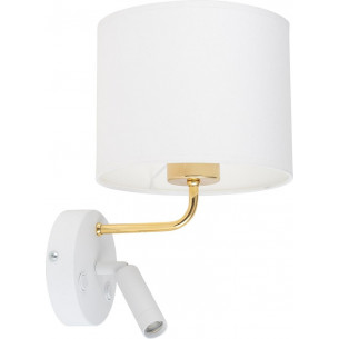 Richi white&amp;gold wall lamp with shade and switch TK Lighting