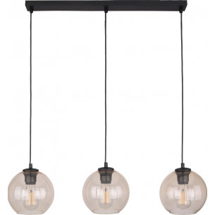 Cubus 77cm amber pendant lamp with 3 glass spheres on strip TK Lighting