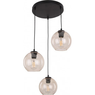 Lampa wisząca 3 szklane kule Cubus 50cm bursztynowa TK Lighting