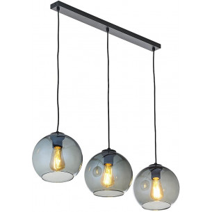 Cubus 77cm graphite pendant lamp with 3 glass spheres on a strip TK Lighting