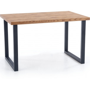 Horus 126x80 oak&amp;black extending industrial dining table Halmar