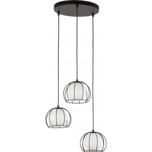 Lampa wisząca druciana ze szklanym kloszem Beniamin III 40cm biało-czarna TK Lighting