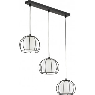 Lampa wisząca druciana ze szklanym kloszem na listwie Beniamin III 65cm biało-czarna TK Lighting