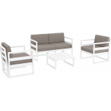 Mykonos white&amp;brown outdoor furniture set with cushions Siesta