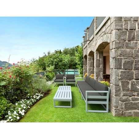 Zestaw mebli ogrodowych z poduszkami Mykonos XL jasny szary/czarny Siesta