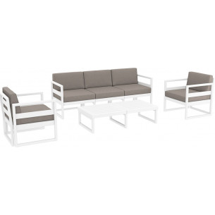 Mykonos XL white&amp;brown garden furniture set with cushions Siesta