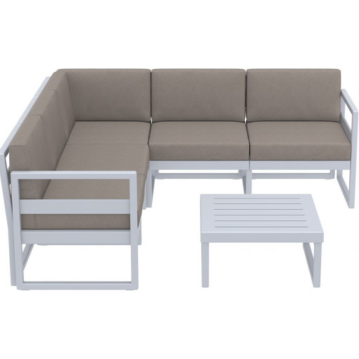 Mykonos XXL light grey&amp;brown garden furniture set with cushions Siesta