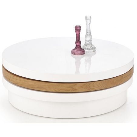 Skandynawski Rozkładany stolik kawowy Michelle 80 Dąb złoty/Biały Halmar do salonu.