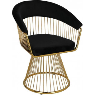 Feeny black velvet chair with golden base Intesi