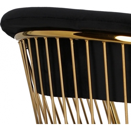 Wygodne i eleganckie Krzesło welurowe na złotej podstawie Feeny Velvet czarne Intesi do salonu i jadalni