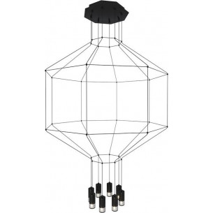 Designerska Lampa wisząca druciana Linea VII Czarna Step Into Design do salonu i sypialni.