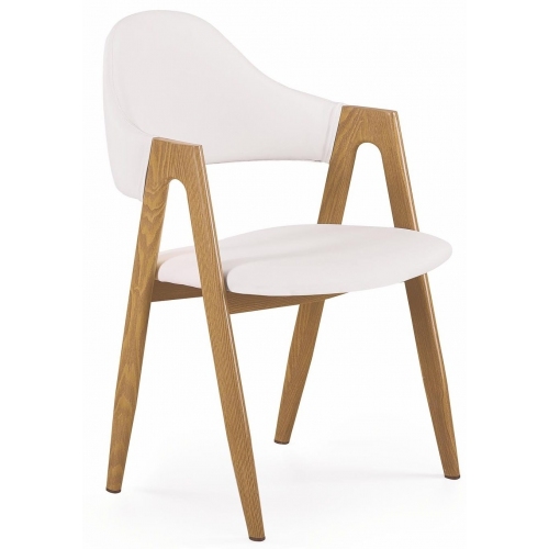 Stylowe Krzesło tapicerowane z podłokietnikami Elbo Białe Halmar do jadalni, salonu i kuchni.