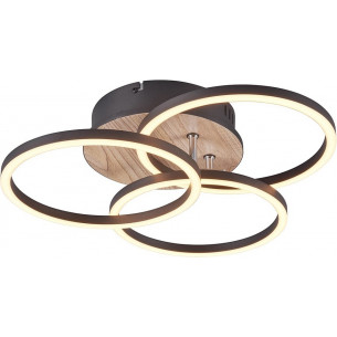 Circle 43cm LED black&amp;wood modern ceiling lamp with remote control and dimmer Reality