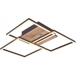 Mobile LED 39cm black&amp;wood square ceiling lamp with remote control and dimmer Reality