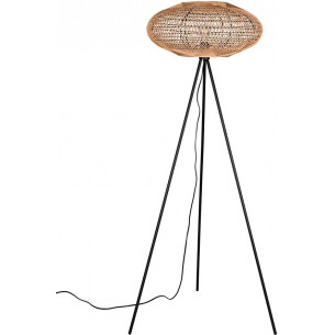 Hedda sisal&black matt boho rattan floor lamp Trio