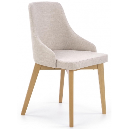 Toledo II light beige upholstered chair with wooden legs Halmar