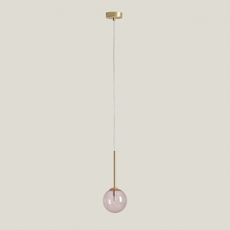 Lampa wisząca szklana kula Bosso Mini 14cm różowa Aldex