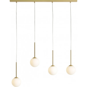 Bosso brass IV 100cm white&amp;brass glass balls pendant lamp Aldex