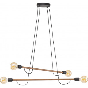 Helix wood IV 93cm black&amp;walnut loft "stick" pendant lamp TK Lighting