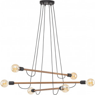 Helix wood VI 93cm black&amp;walnut loft "stick" pendant lamp TK Lighting