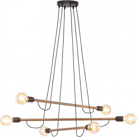Lampa wisząca loft "patyczak" Helix Wood VI 93cm czarny/orzech TK Lighting