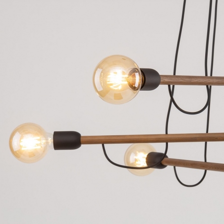Lampa wisząca loft "patyczak" Helix Wood VI 93cm czarny/orzech TK Lighting