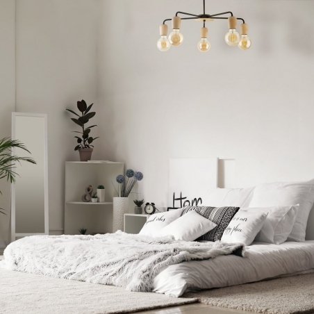 Lampa sufitowa loft Miriam V 60cm czarny/drewno TK Lighting