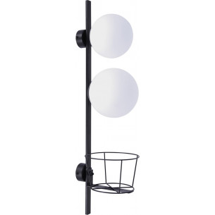 Plant white&amp;black wall lamp with 2 glass spheres and a planter ZumaLine