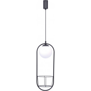 Plant 20cm white&amp;black glass globe pendant lamp ZumaLine