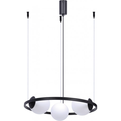 Orbit 58cm white&amp;black Round 3 glass globes pendant lamp ZumaLine