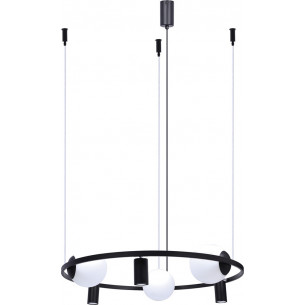 Orbit 78cm white&amp;black pendant lamp with 6 glass spheres and spotlights ZumaLine