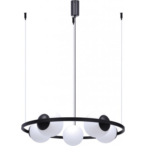 Orbit 68cm white&amp;black Round 5 glass globes pendant lamp ZumaLine