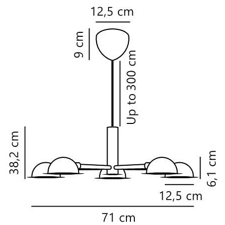 Lampa wisząca 5 punktowa Nomi 71cm czarna DFTP