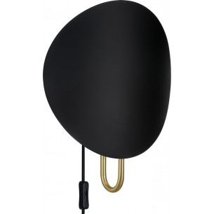 Spargo black&amp;brass round wall lamp with plug DFTP 2