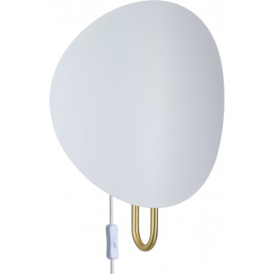 Spargo white &amp; brass round wall lamp with plug DFTP 2