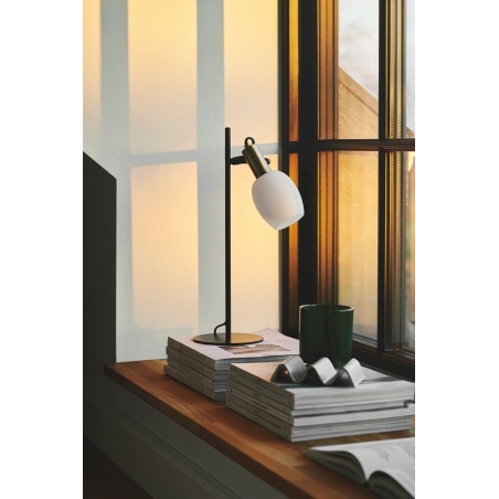 Lampa stołowa szklana retro Arild biały/czarny/mosiądz Nordlux