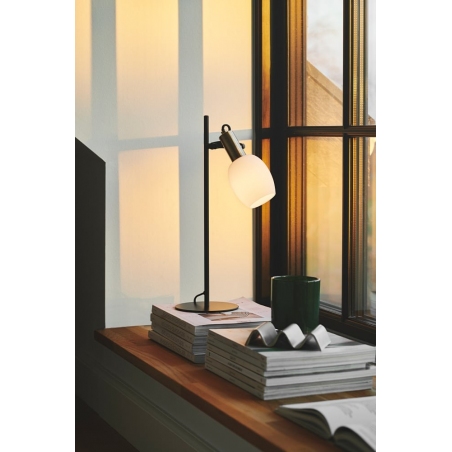 Lampa stołowa szklana retro Arild biały/czarny/mosiądz Nordlux