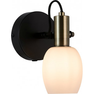 Arild white&amp;black&amp;brass glass retro wall lamp with cord Nordlux