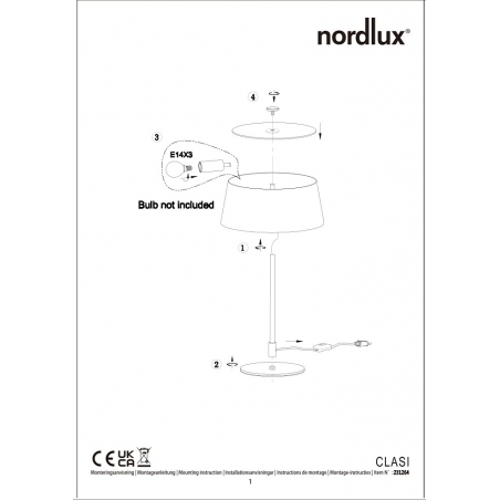 Lampa stołowa art deco Clasi czarny/mosiądz Nordlux