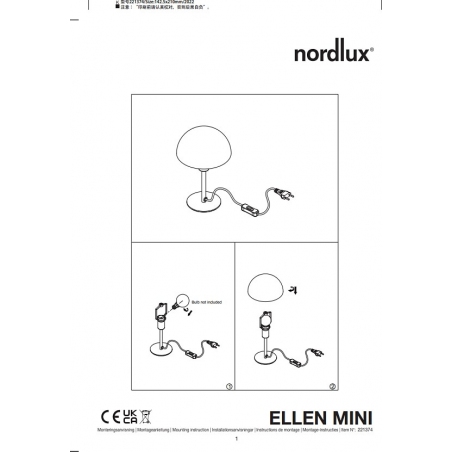 Lampa stołowa grzybek Ellen Mini różowa Nordlux